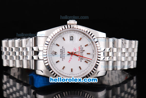 Rolex Datejust Turn-O-Graph Oyster Perpetual Automatic Movement with White Dial and Red Second Hand - Click Image to Close